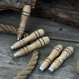 5-piece set of ash wood replacement handles with aluminum rings for carving tools