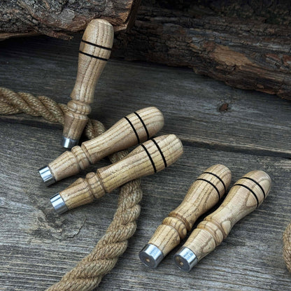5-piece set of ash wood replacement handles with aluminum rings for carving tools