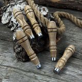 5-piece set of ash wood replacement handles with aluminum rings for carving tools