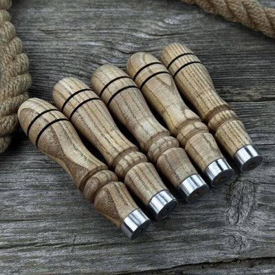 5-piece set of ash wood replacement handles with aluminum rings for carving tools