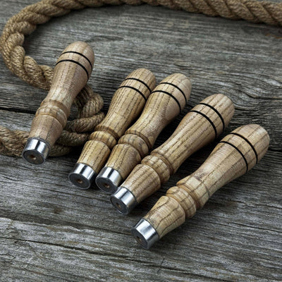5-piece set of ash wood replacement handles with aluminum rings for carving tools