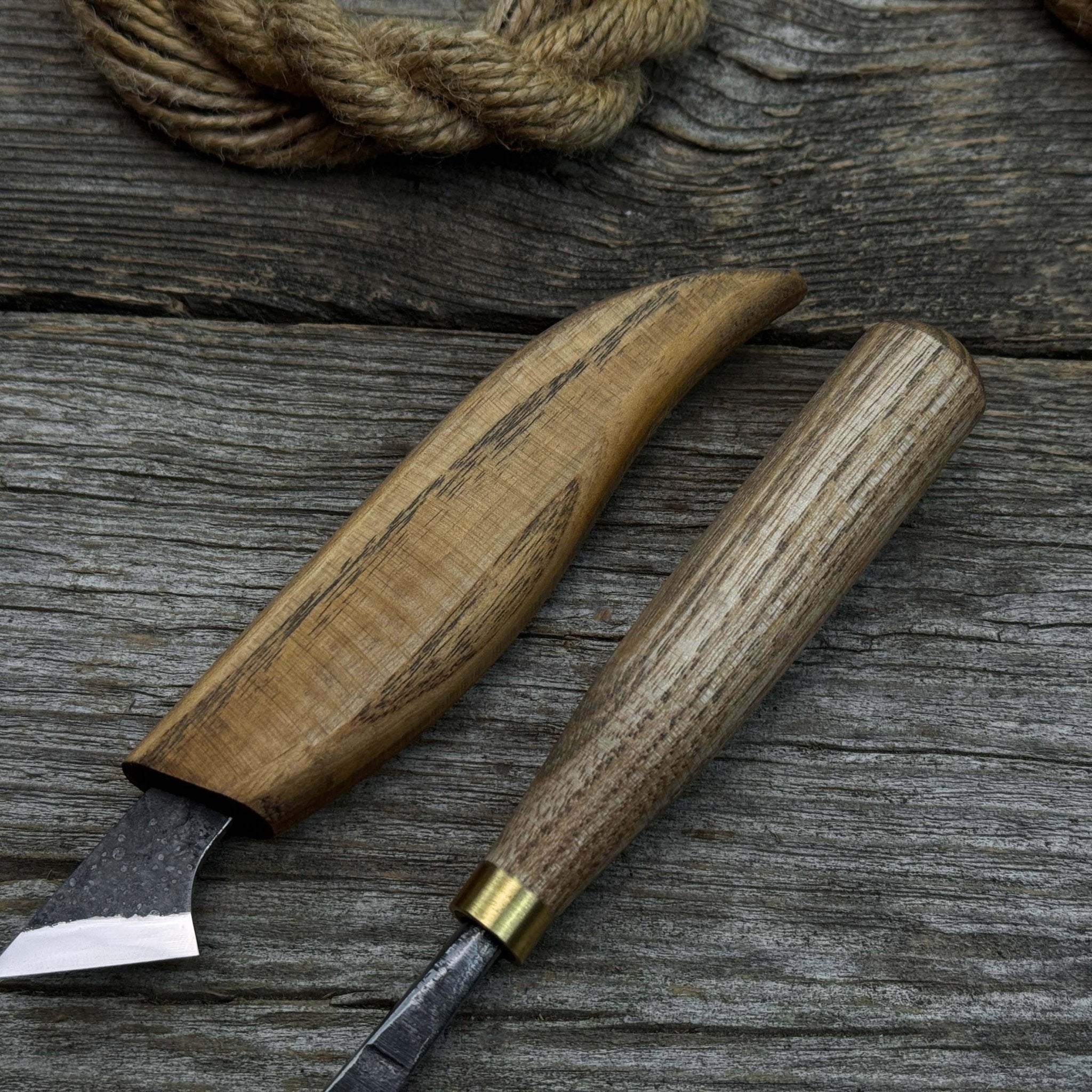 5-Piece Detail Wood Carving Set with ash wood handles and high-carbon steel blades