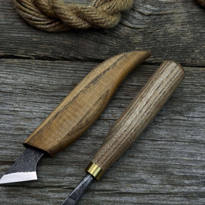 5-Piece Detail Wood Carving Set with ash wood handles and high-carbon steel blades