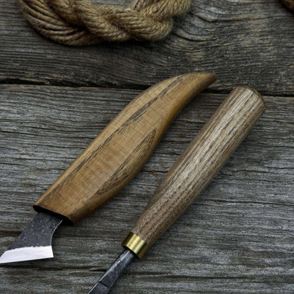 5-Piece Detail Wood Carving Set with ash wood handles and high-carbon steel blades