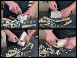5-piece hand-forged wood carving knife set with ash handles by Sharky Forged Steel Tools