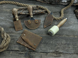 5-piece leather working tool set with nylon mallet and leather sheaths