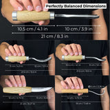 5-piece spoon and bowl carving tool set with leather sheaths by Sharky Forged Steel Tools