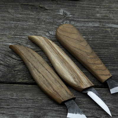 5-piece wood carving knife set with sharpening board and leather case by Sharky Forged Steel Tools