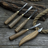 5-piece wood carving set with whittling knife and gouges by Sharky Forged Steel Tools