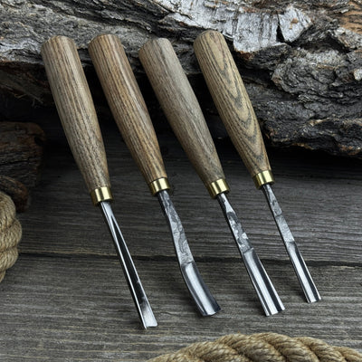5-piece wood carving set with whittling knife and gouges by Sharky Forged Steel Tools