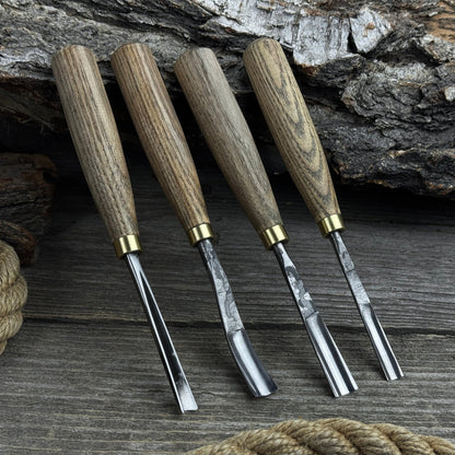 5-piece wood carving set with whittling knife and gouges by Sharky Forged Steel Tools