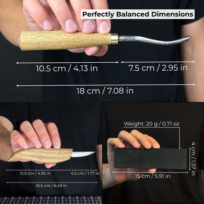 5-piece wood carving tool set with sharpening board and leather case by Sharky Forged Steel Tools