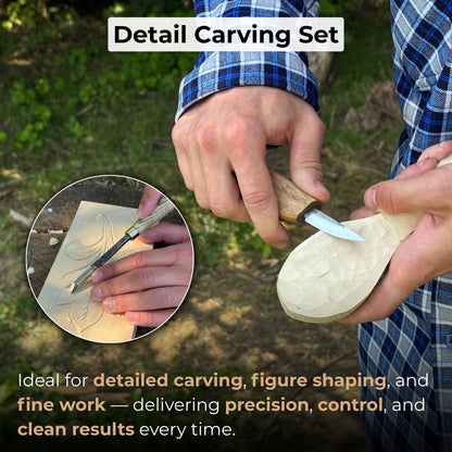 5-piece wood carving tool set with sharpening board and leather case by Sharky Forged Steel Tools