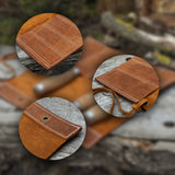 Handmade 5 Pocket Leather Chisel Roll made from genuine Crazy Horse leather by Sharky Forged Steel Tools