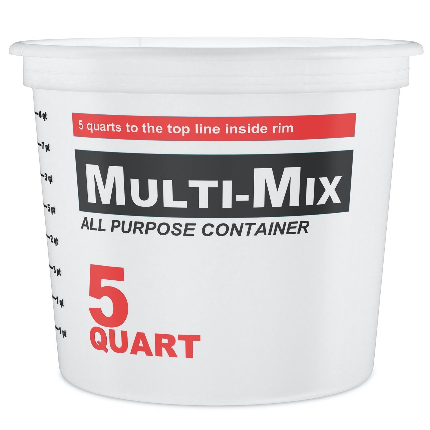 Five-quart graduated plastic container for mixing epoxy resin