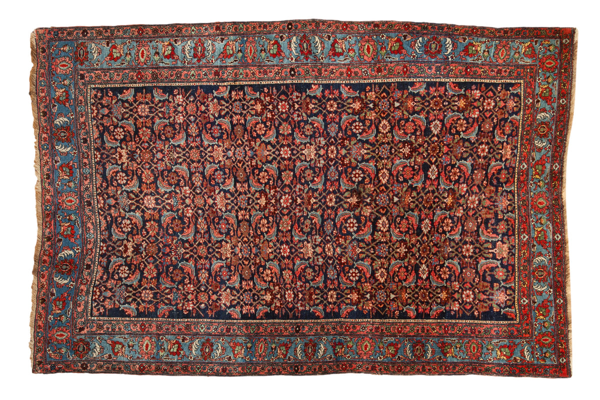 RESERVED 4.5x7 Antique Bijar Rug with intricate Herati motif and rich colors