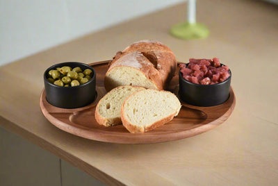 Charcuterie / Serving Tray w/ 2 Ceramic Bowls w/ Lids by Kalmar Home - main product image for Resin Society