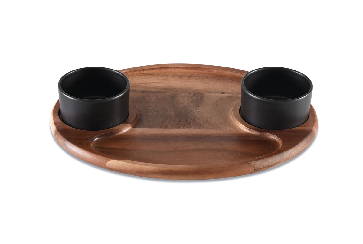 Charcuterie / Serving Tray w/ 2 Ceramic Bowls w/ Lids by Kalmar Home - product image 3 for Resin Society