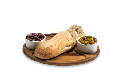 Charcuterie/ Serving Tray w/ 2 ceramic bowls w/ lids by Kalmar Home - main product image for Resin Society