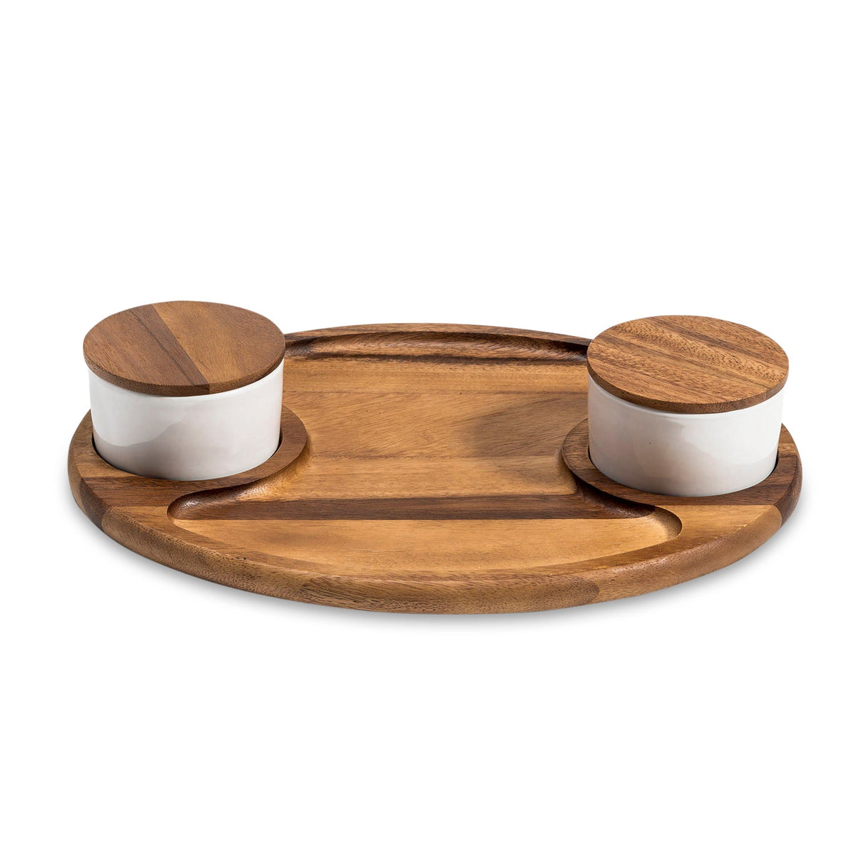 Charcuterie/ Serving Tray w/ 2 ceramic bowls w/ lids by Kalmar Home - product image 2 for Resin Society