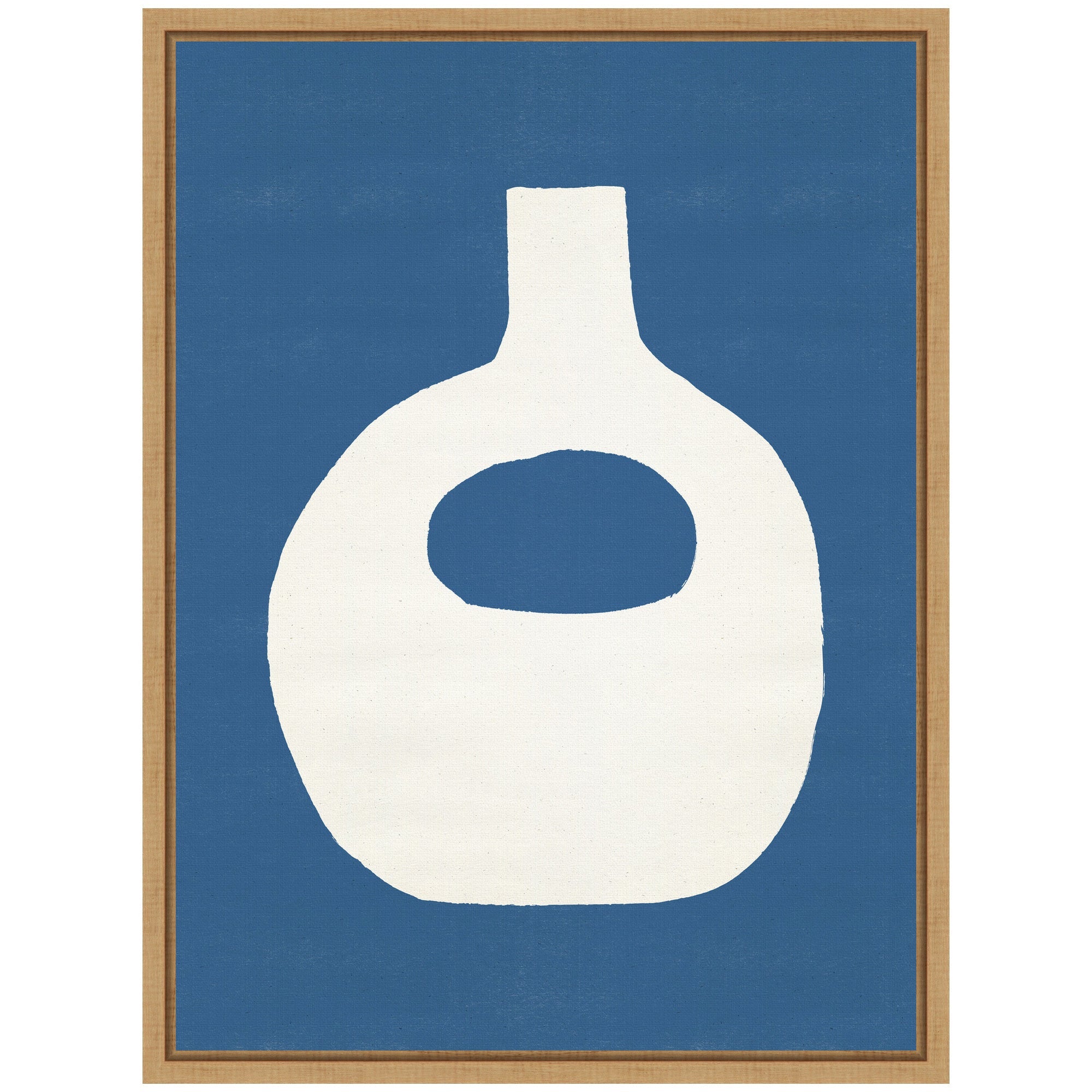 Sylvie Ceramic Blue Beige 3 Framed Canvas by Rocket Jack