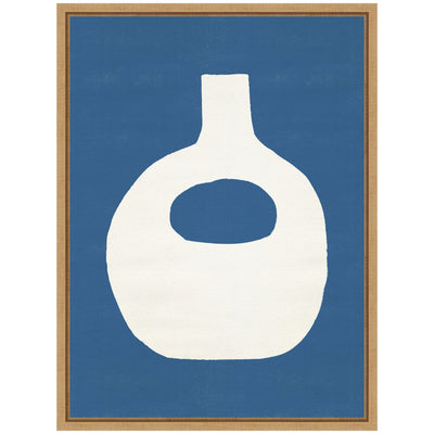 Sylvie Ceramic Blue Beige 3 Framed Canvas by Rocket Jack