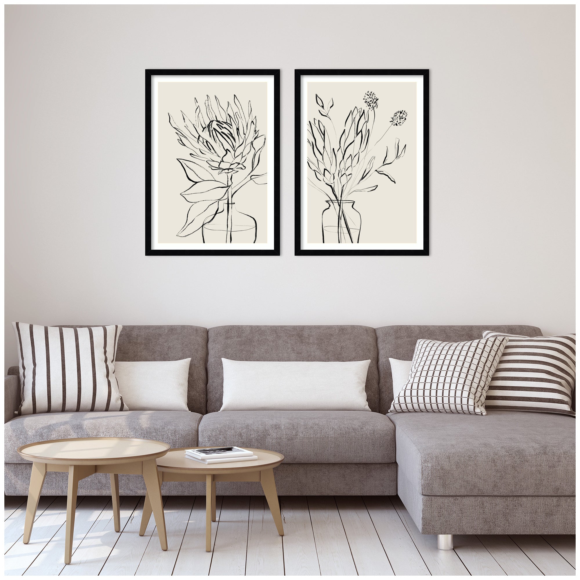 SB Protea Sketch No.
1 & No.
2 2 Piece Framed Wall Art Print Set by Sara Berrenson