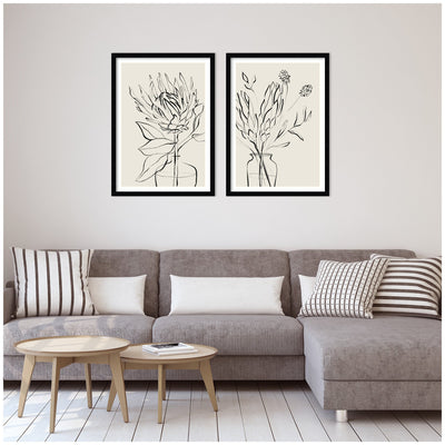 SB Protea Sketch No.
1 & No.
2 2 Piece Framed Wall Art Print Set by Sara Berrenson