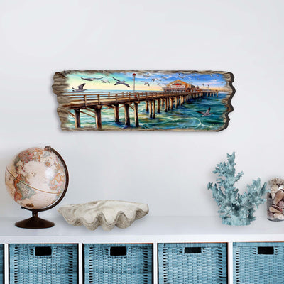 Pier Panorama Wooden Wall Art by G. DeBrekht Coastal Decor - 8491103W