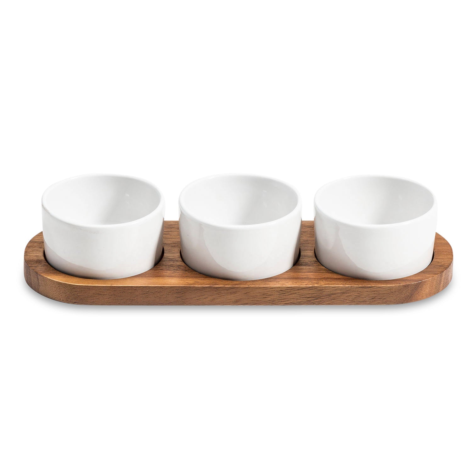 Ceramic Condiment Set on Acacia Wood Base by Kalmar Home - product image 3 for Resin Society