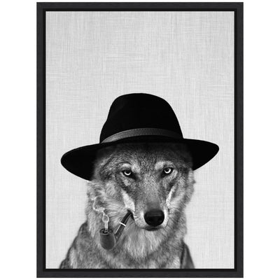 Sylvie Minimalist Wolf Woody Hutson Framed Canvas by Simon Te of Tai Prints