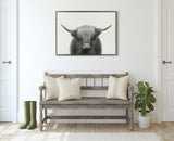 Sylvie Hey Dude Highland Cow Framed Linen Canvas