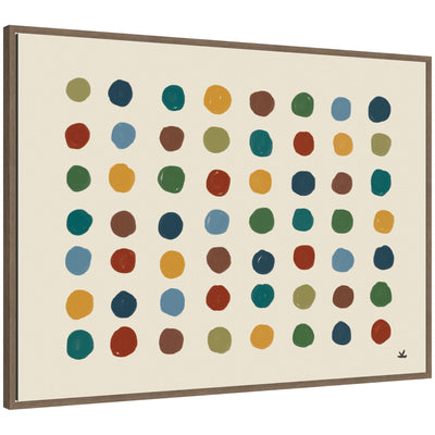 Meditation No.
3 framed canvas wall art by Kelly Knaga featuring grid of colorful dots in Walnut frame