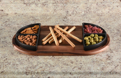 Charcuterie / Serving Tray w/ 4 Triangular Ceramic Bowls by Kalmar Home - product image 6 for Resin Society