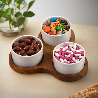 Triangular Serving Set with 3 Ceramic Dishes by Kalmar Home - main product image for Resin Society