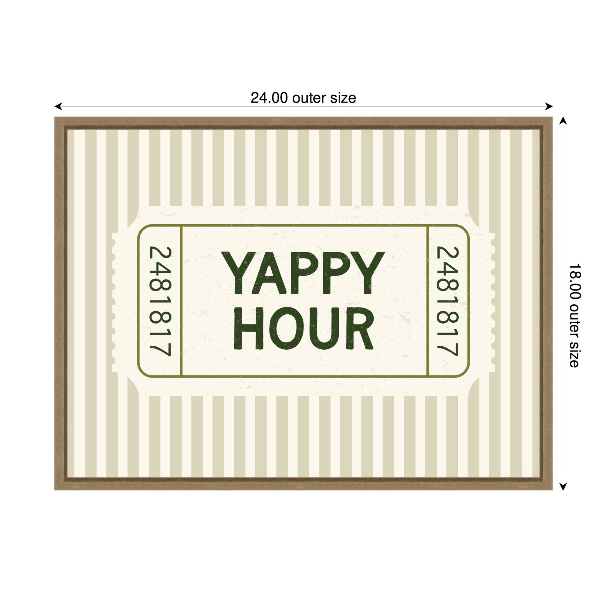 Yappy Hour Ticket Sage Green Wall by Lucky Guava Framed Canvas Wall Art Print
