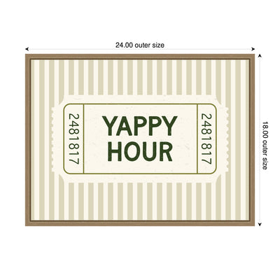 Yappy Hour Ticket Sage Green Wall by Lucky Guava Framed Canvas Wall Art Print