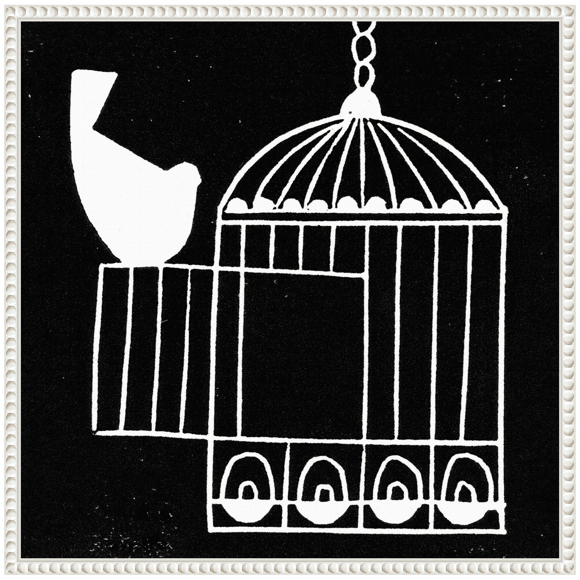 Sylvie Vivere 2 To be Free Bird Linocut Framed Canvas by Giuliana Lazzerini