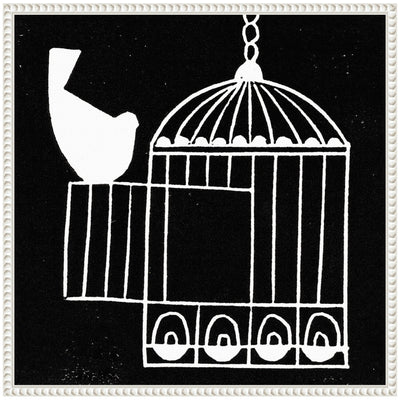 Sylvie Vivere 2 To be Free Bird Linocut Framed Canvas by Giuliana Lazzerini