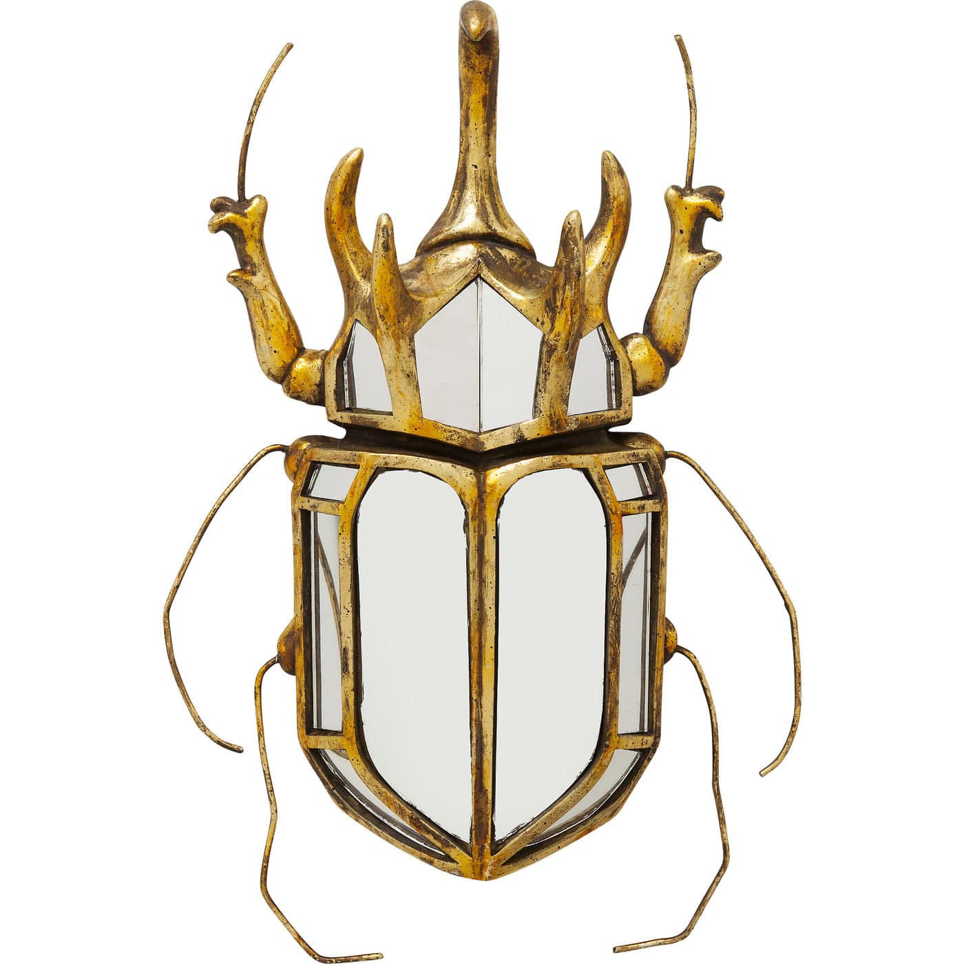 Wall Decoration Beetle Mirror 25x39cm showing a beetle shape with golden frame and mirrored glass