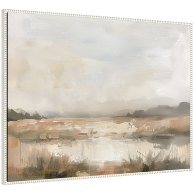 Neutral Abstract Landscape by The Creative Bunch Studio Framed Canvas Wall Art Print