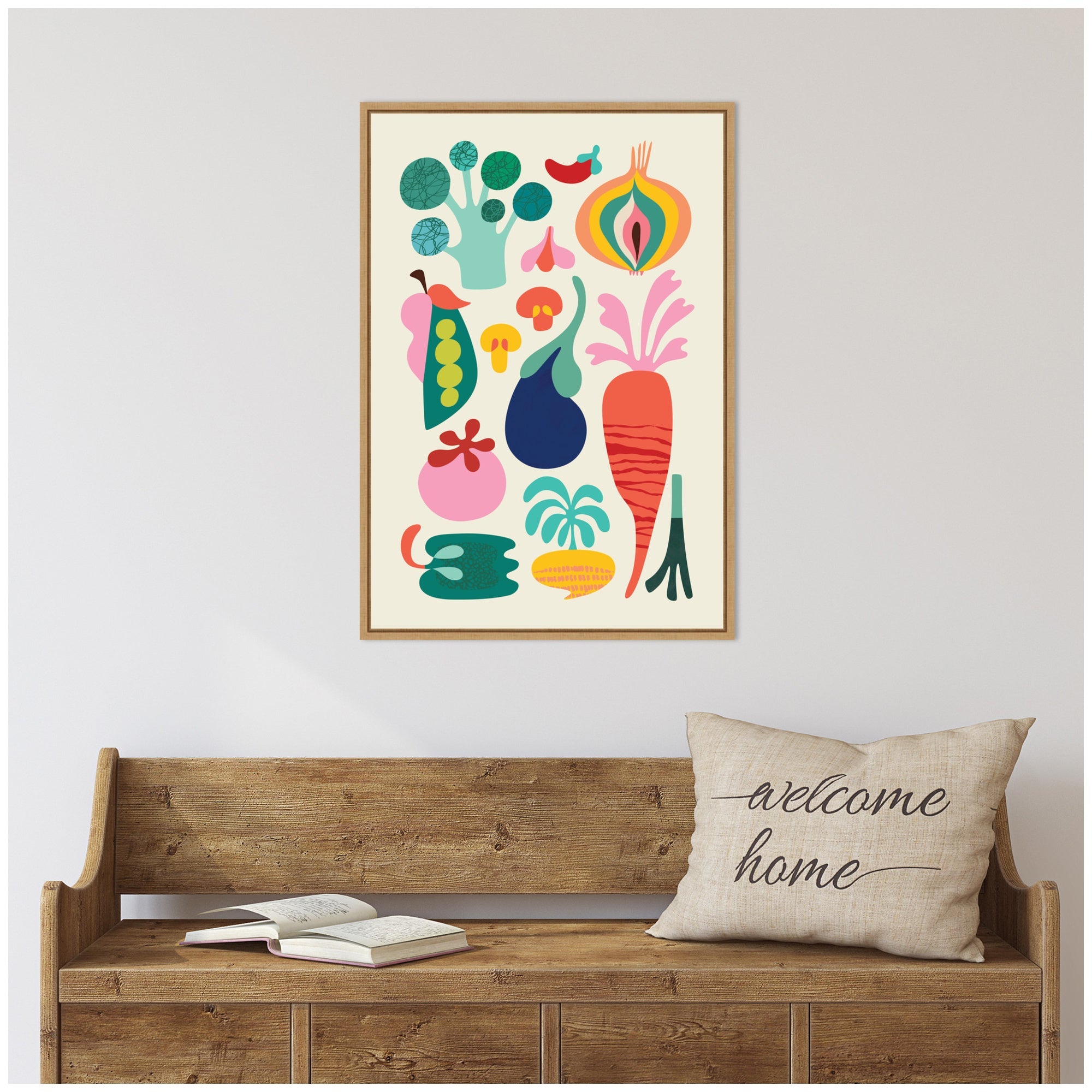 Sylvie Modern Colorful Abstract Veggies Framed Canvas by Rachel Lee