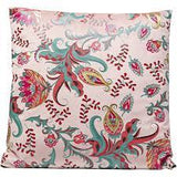 Square sofa cushion with fringed edges and floral rose peony pattern on black background