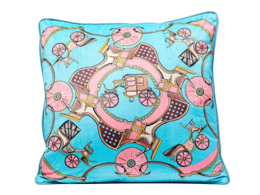 Cushion Carrialle 45x45cm shown on a sofa displaying soft velvet-look polyester texture and subtle color.