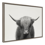 Sylvie Hey Dude Highland Cow Framed Linen Canvas