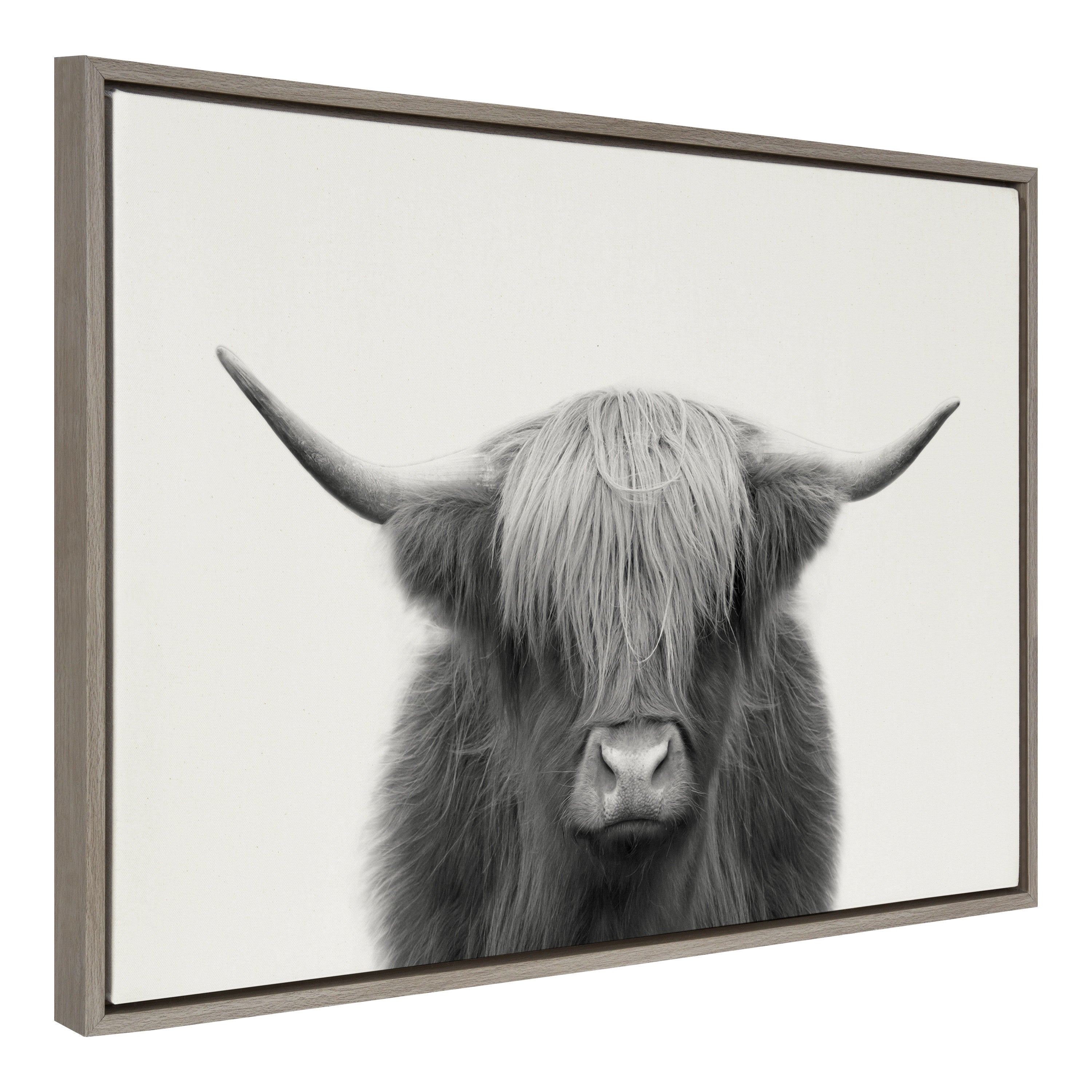 Sylvie Hey Dude Highland Cow Framed Linen Canvas
