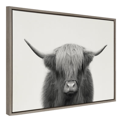 Sylvie Hey Dude Highland Cow Framed Linen Canvas