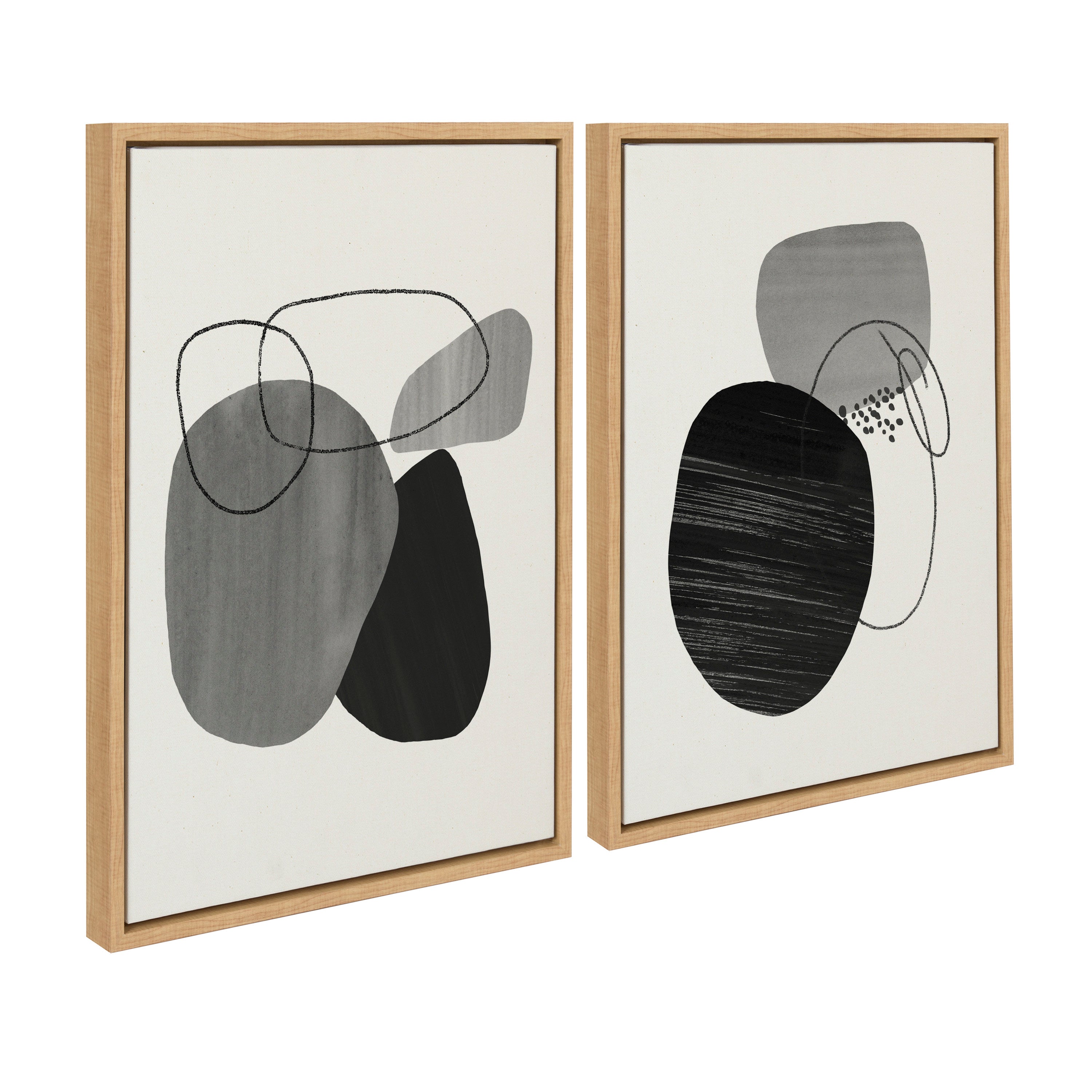 Sylvie 863 Abstract Rocks and 864 On The Rocks Framed Canvas Set by kateandlaurel - product image 14 for Resin Society