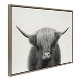 Sylvie Hey Dude Highland Cow Framed Linen Canvas