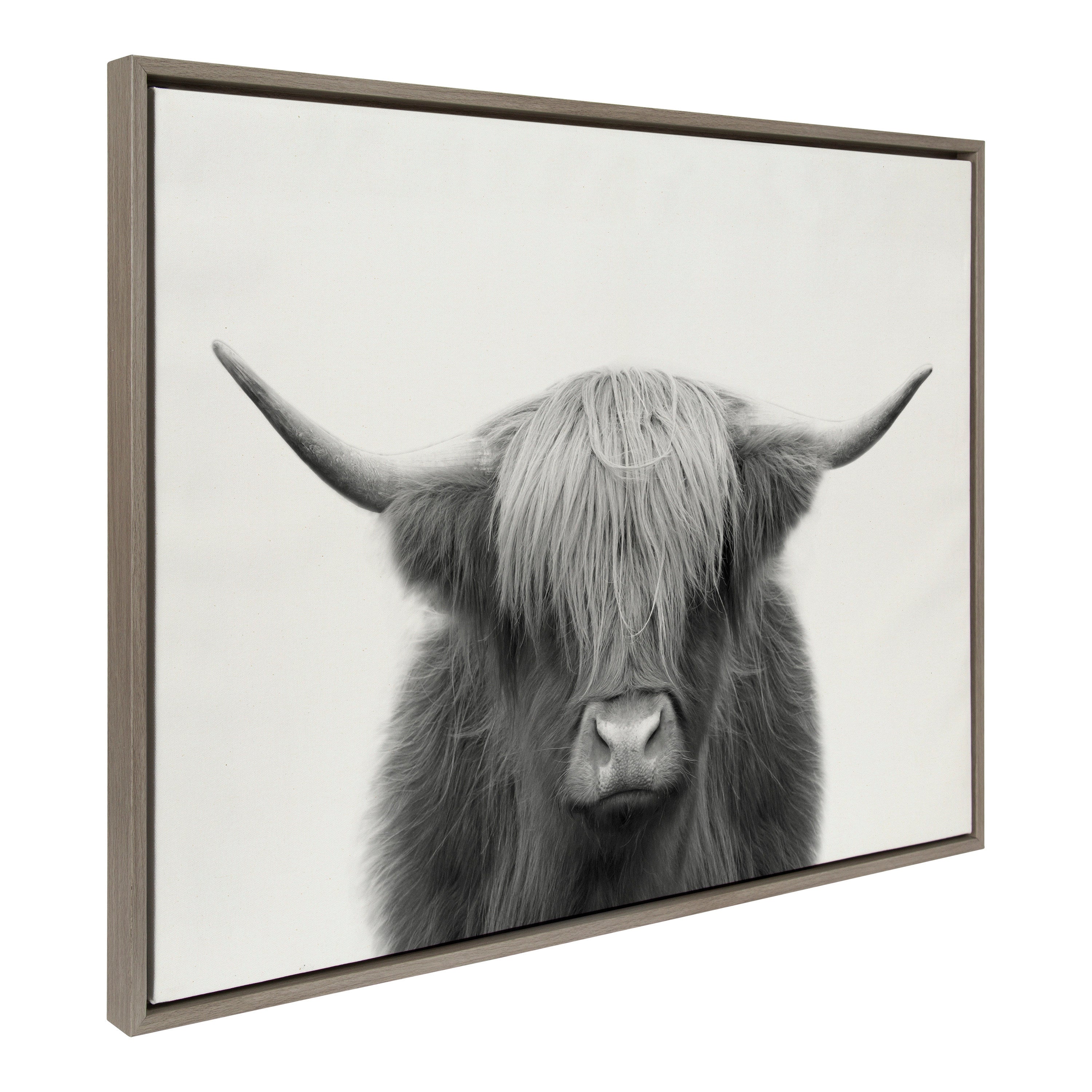 Sylvie Hey Dude Highland Cow Framed Linen Canvas